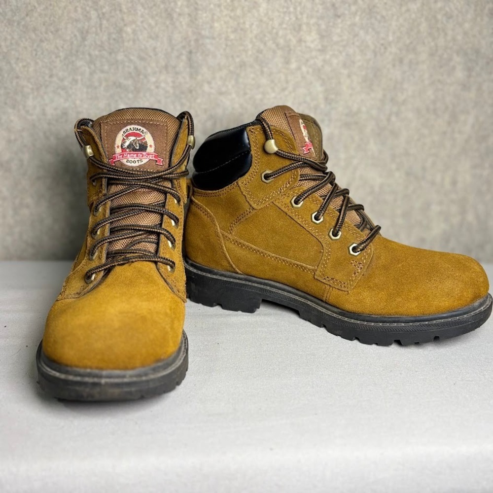 Brahma Work Boots Mens 6.5W Tan Leather Waterproof Lace Up Oil Resistant Classic